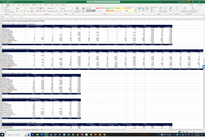 Screenshot of IDEA Data tables to illustrate how difficult they are to read